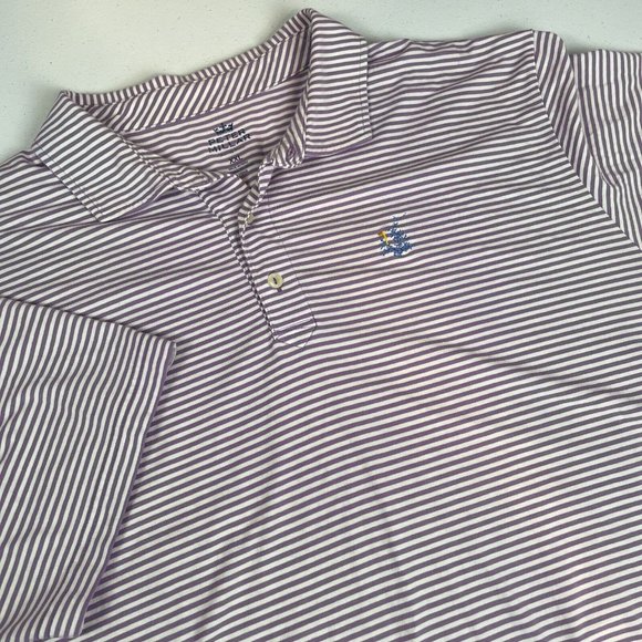 Peter Millar‎ Seaside Wash Shirt Men's Size XXL Purple Striped Golf Casual - Picture 1 of 10